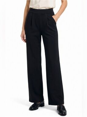 A666. Scuba Wide-Leg High-Waist Black Women's Trousers
